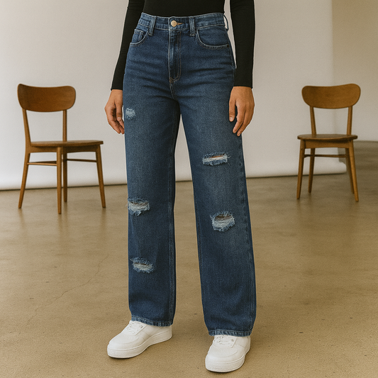 Women’s Ripped Straight Jeans