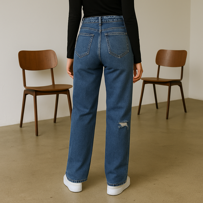 Women’s Ripped Straight Jeans